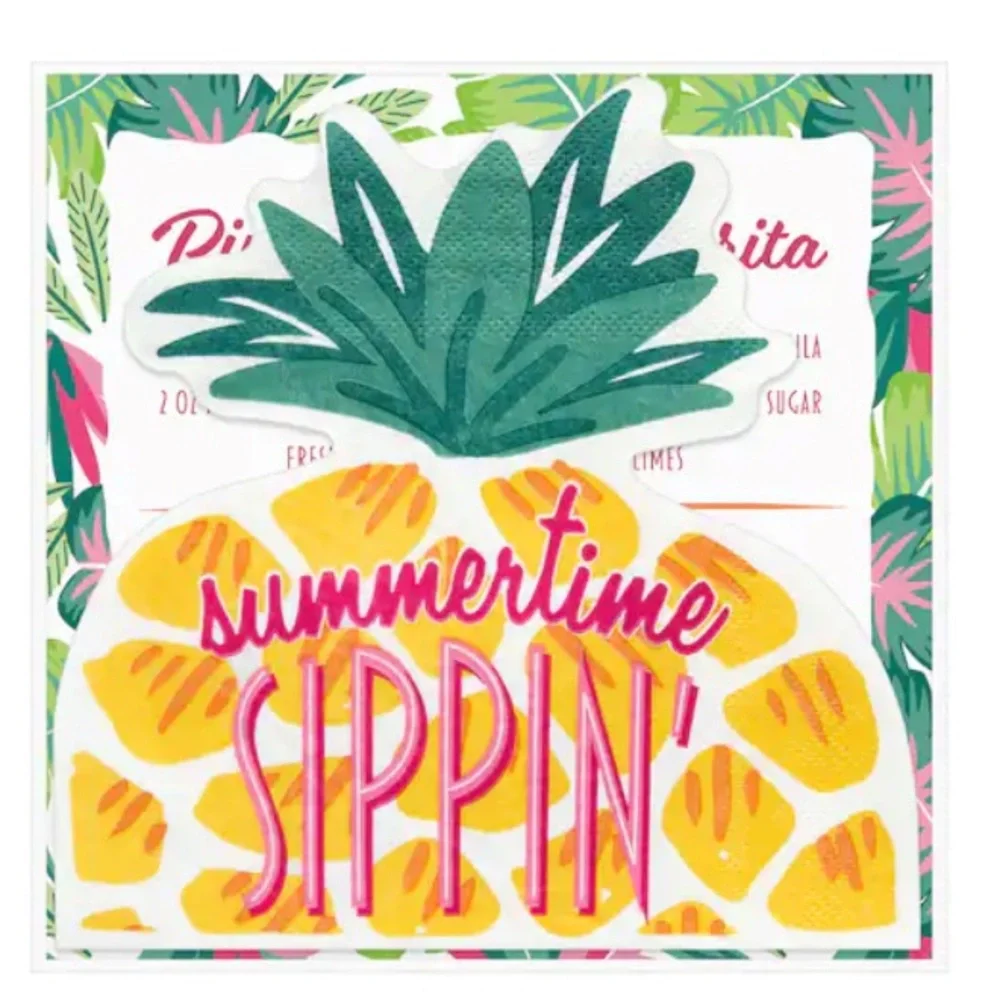 Assortment of tropical themed cocktail party napkins.